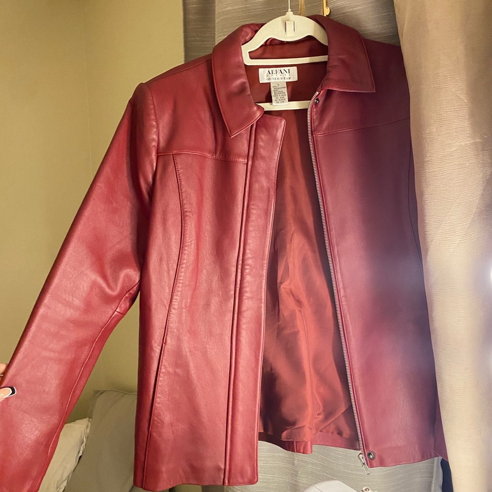 Red leather jacket